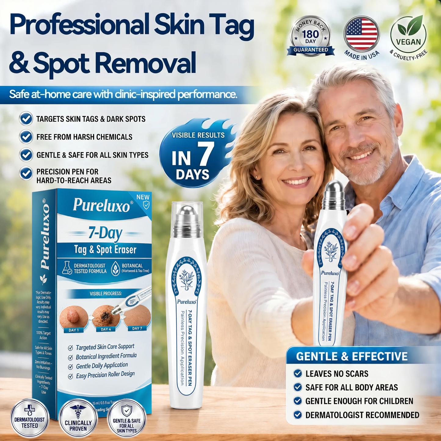 Pureluxo® 7-Day Tag & Spot Eraser (Zero Pain, Zero Scars Rollerball)